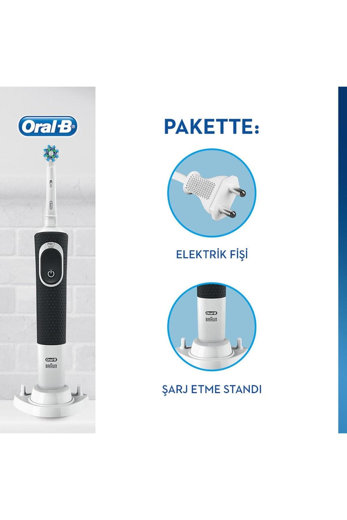 مسواک شارژی Oral-B Cross Action مشکی صورتی 3d White مدل D100 مسواک شارژی Oral-B Cross Action مشکی صورتی 3d White مدل D100