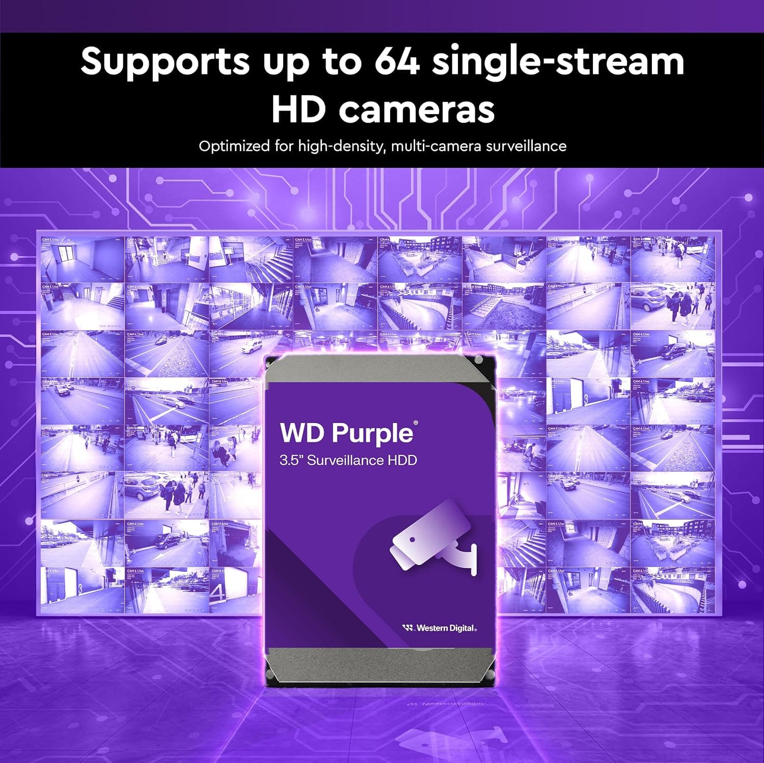 هارد دیسک داخلی نظارتی Western Digital WD Purple ظرفیت 4TB، SATA 6 Gb/s، کش 256 MB، 3.5 اینچ مدل WD43PURZ هارد دیسک داخلی نظارتی Western Digital WD Purple ظرفیت 4TB، SATA 6 Gb/s، کش 256 MB، 3.5 اینچ مدل WD43PURZ