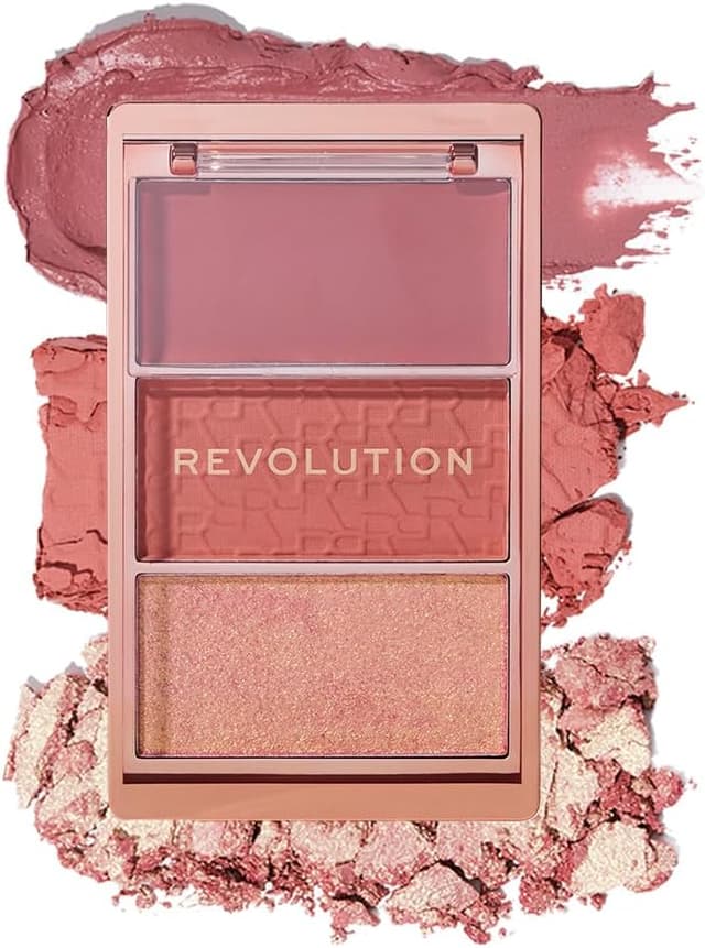 پالت رژگونه صورت Makeup Revolution کرمی و پودری فشرده 3 رنگ Aura Points Rose پالت رژگونه صورت Makeup Revolution کرمی و پودری فشرده 3 رنگ Aura Points Rose