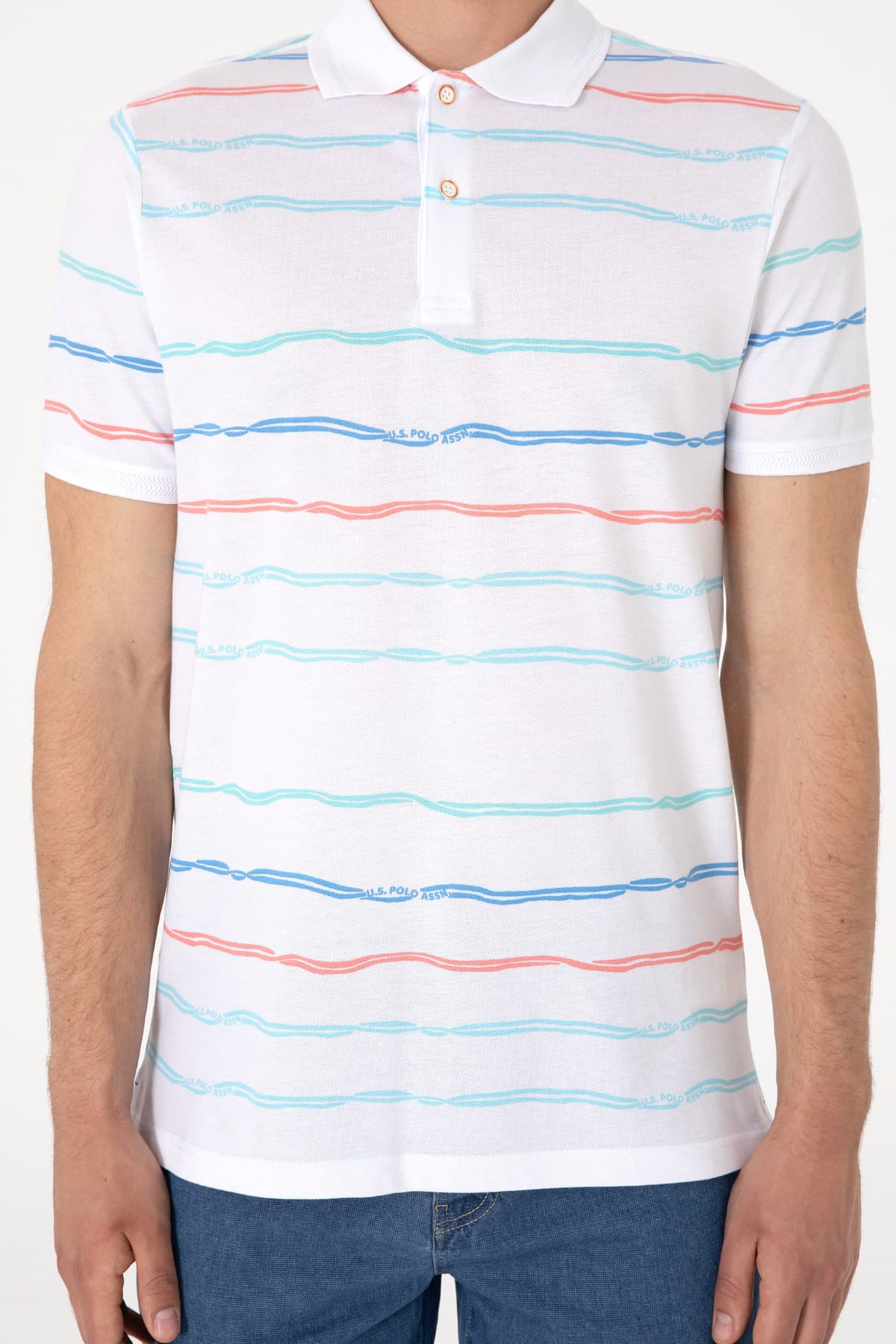 تیشرت مردانه U.S. Polo Assn. فیت معمولی سفید راهراه مدل 50299642-VR013 تیشرت مردانه U.S. Polo Assn. فیت معمولی سفید راهراه مدل 50299642-VR013