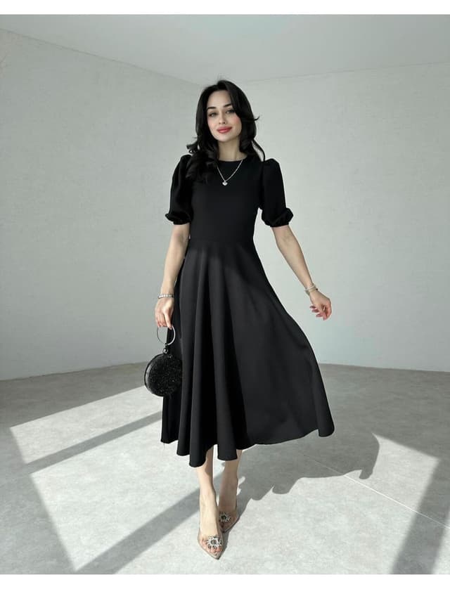 پیراهن زنانه Afiş Butik مشکی آستین پفی قد میدی پیراهن زنانه Afiş Butik مشکی آستین پفی قد میدی
