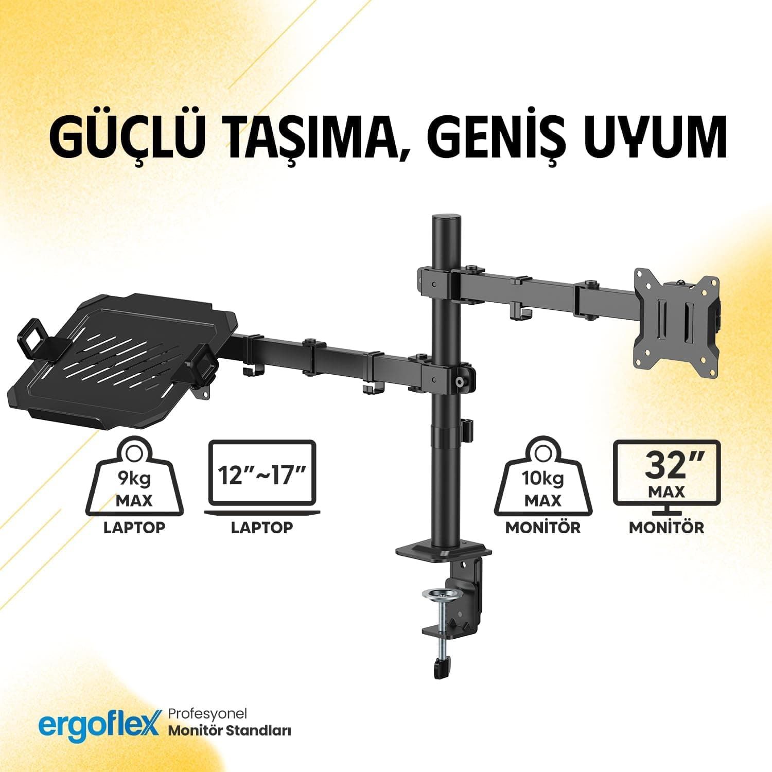 پایه نگهدارنده مانیتور و استند لپتاپ ergoflex دو بازو مدل A74L پایه نگهدارنده مانیتور و استند لپتاپ ergoflex دو بازو مدل A74L