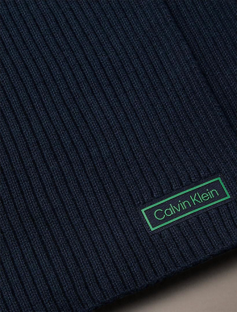 شال گردن مردانه Calvin Klein مشکی Patch Chunky Rib استاندارد شال گردن مردانه Calvin Klein مشکی Patch Chunky Rib استاندارد