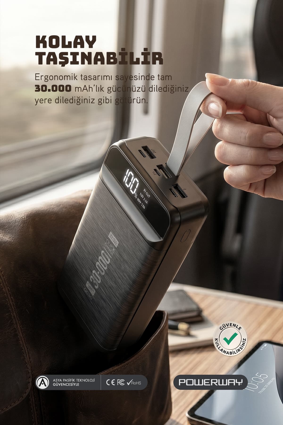 پاوربانک Powerway مشکی 30.000 mAh با شارژ سریع PD 22.5 W، چراغقوه LED و نمایشگر دیجیتال مدل QC30 پاوربانک Powerway مشکی 30.000 mAh با شارژ سریع PD 22.5 W، چراغقوه LED و نمایشگر دیجیتال مدل QC30