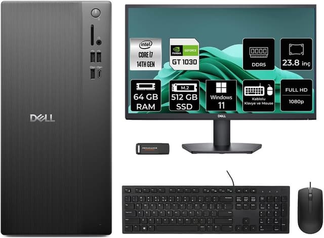 کامپیوتر رومیزی Dell Pro Tower مدل ECT1250 i7 14700 + مانیتور 23.8 اینچی کامپیوتر رومیزی Dell Pro Tower مدل ECT1250 i7 14700 + مانیتور 23.8 اینچی