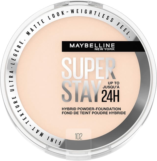 فونداسیون پودری MAYBELLINE New York Super Stay هیبریدی با ماندگاری تا 24HR، پوشش متوسط تا کامل مات، شماره 102 فونداسیون پودری MAYBELLINE New York Super Stay هیبریدی با ماندگاری تا 24HR، پوشش متوسط تا کامل مات، شماره 102