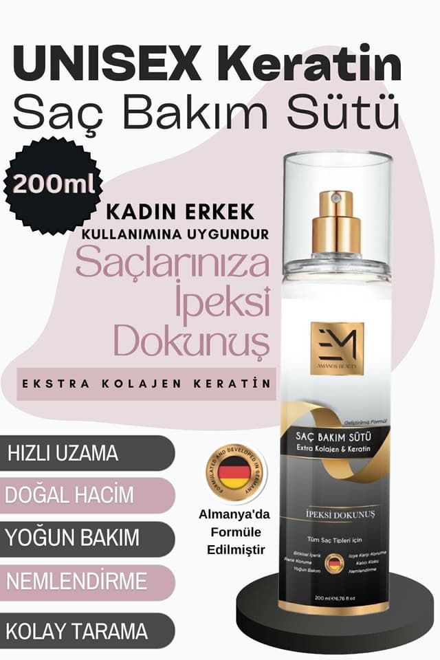 شیر مراقبت از موی زنانه و مردانه EM AMANOS BEAUTY با کراتین و کلاژن طبیعی شیر مراقبت از موی زنانه و مردانه EM AMANOS BEAUTY با کراتین و کلاژن طبیعی