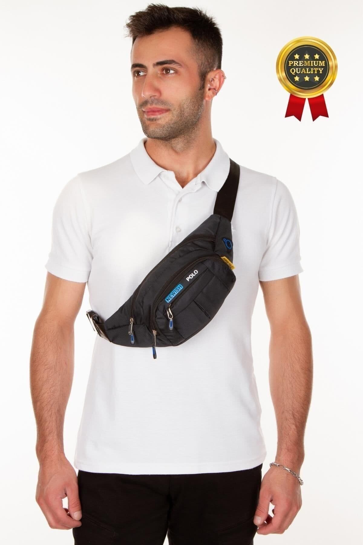 کیف مردانه Newish Polo کمری و دوشی مشکی با خروجی هدفون مدل Adelina کیف مردانه Newish Polo کمری و دوشی مشکی با خروجی هدفون مدل Adelina