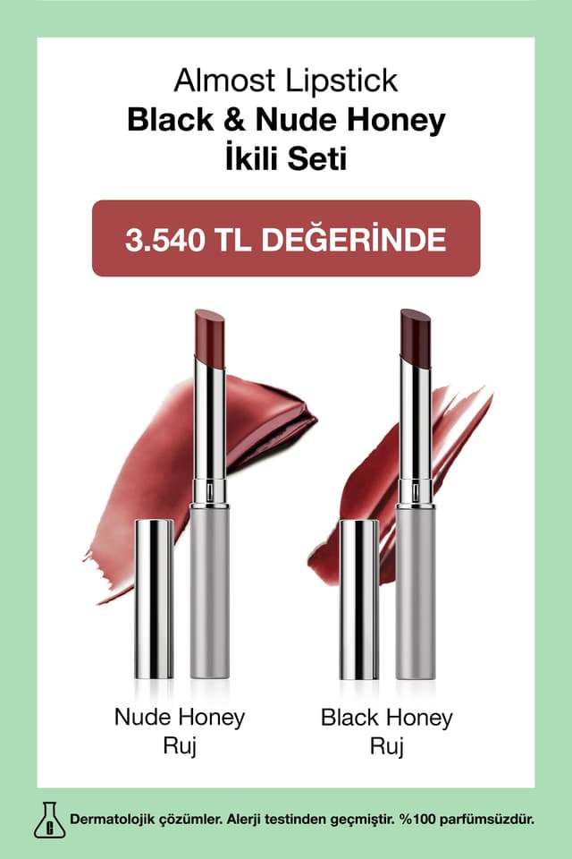 ست رژ لب دوتایی Clinique Almost Lipstick مدل Black & Nude Honey ست رژ لب دوتایی Clinique Almost Lipstick مدل Black & Nude Honey