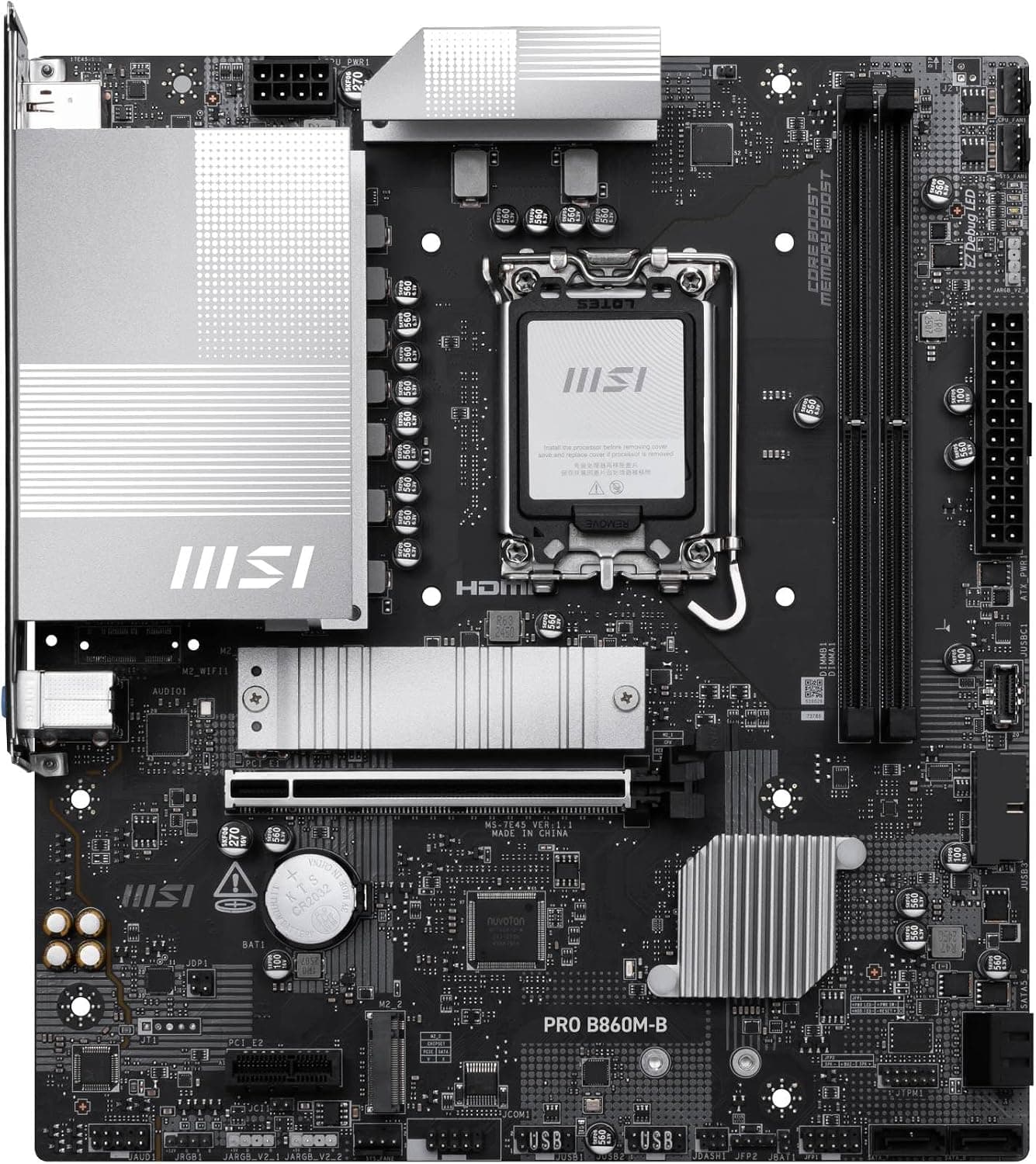 مادربرد MSI MB PRO مدل B860M-B سوکت 1851 DDR5 9066MHZ(OC) 2xM.2 HDMI 5G LAN mATX مادربرد MSI MB PRO مدل B860M-B سوکت 1851 DDR5 9066MHZ(OC) 2xM.2 HDMI 5G LAN mATX