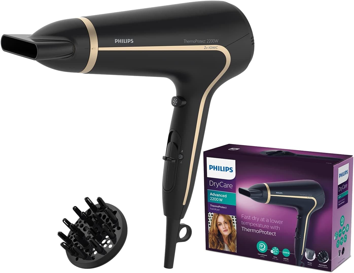 سشوار Philips با مراقبت یونیک چهارگانه و محافظ حرارتی ThermoShield مدل BHD510/10 سشوار Philips با مراقبت یونیک چهارگانه و محافظ حرارتی ThermoShield مدل BHD510/10