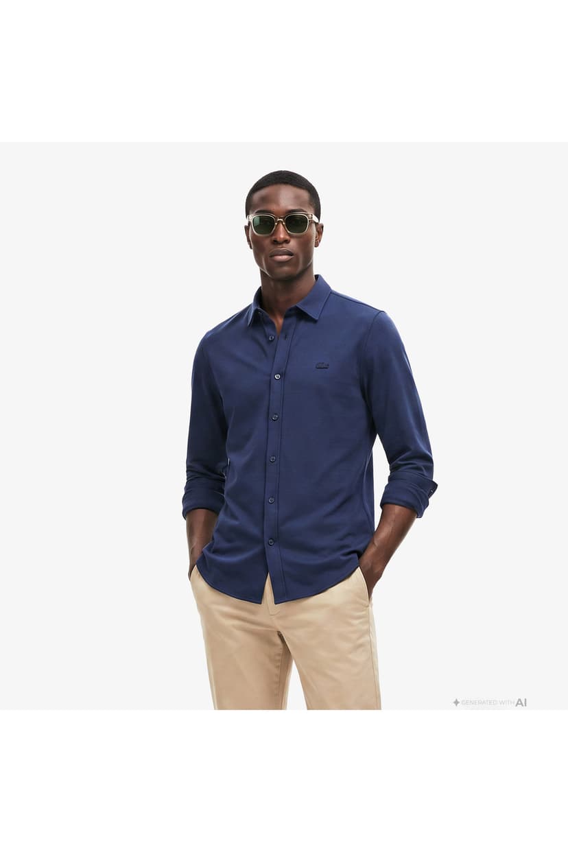 پیراهن مردانه Lacoste اسلیمفیت سرمهای پیراهن مردانه Lacoste اسلیمفیت سرمهای