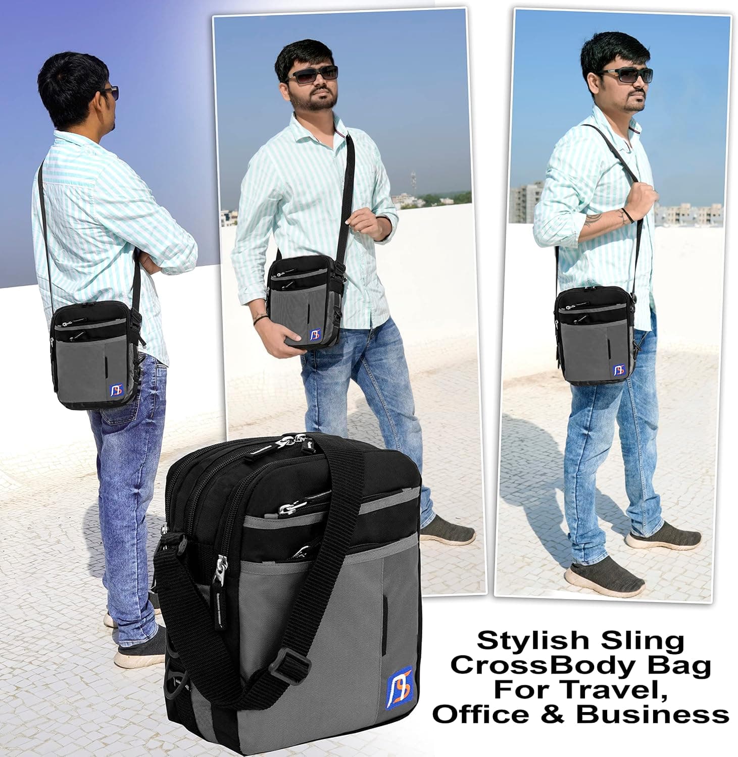 کیف رودوشی NISUN مشکی و خاکستری 21x10.5x27 cm کیف رودوشی NISUN مشکی و خاکستری 21x10.5x27 cm