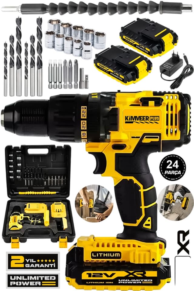 دریل پیچگوشتی شارژی Jetta Power Tools 12v 1.5 Ah گیربکس فلزی دو باتری 24 پارچه مدل Kimmer Plus دریل پیچگوشتی شارژی Jetta Power Tools 12v 1.5 Ah گیربکس فلزی دو باتری 24 پارچه مدل Kimmer Plus