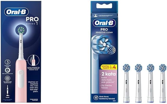 مسواک برقی صورتی Oral-B مدل Pro Series 1 با 1 سری، بههمراه 4 سری یدک Sensitive X-Filament با طراحی Braun مسواک برقی صورتی Oral-B مدل Pro Series 1 با 1 سری، بههمراه 4 سری یدک Sensitive X-Filament با طراحی Braun