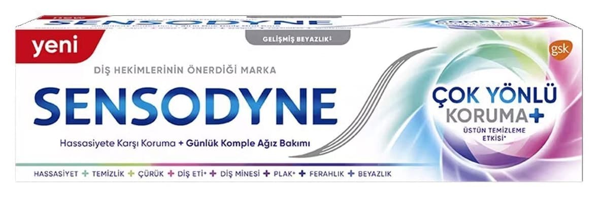 خمیر دندان Sensodyne مدل Çok Yönlü Koruma بسته 1+1 با حجم 2×50ml خمیر دندان Sensodyne مدل Çok Yönlü Koruma بسته 1+1 با حجم 2×50ml