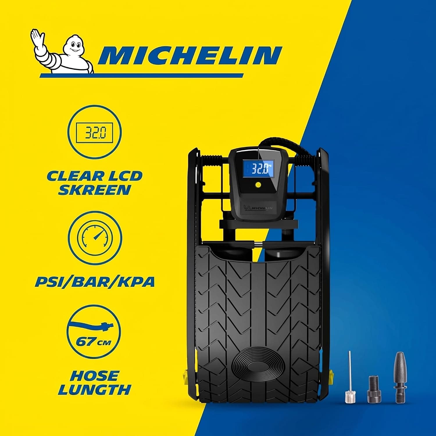تلمبه پایی دو پیستونه MICHELIN با فشارسنج دیجیتال مدل MC12209 تلمبه پایی دو پیستونه MICHELIN با فشارسنج دیجیتال مدل MC12209