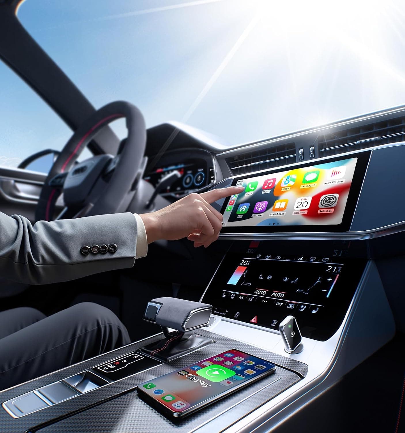مبدل بیسیم CarPlay خودرو AIZEO سازگار با iPhone iOS 10+ و خودروهای دارای CarPlay سیمی، مشکی مبدل بیسیم CarPlay خودرو AIZEO سازگار با iPhone iOS 10+ و خودروهای دارای CarPlay سیمی، مشکی