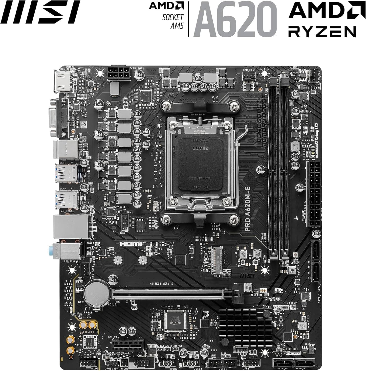 مادربرد MSI مدل PRO A620M-E سوکت AM5 DDR5 6000(OC) MHz mATX مادربرد MSI مدل PRO A620M-E سوکت AM5 DDR5 6000(OC) MHz mATX