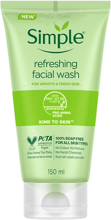 ژل شستشوی صورت Simple تازهکننده پاککننده آرایش با پروویتامین B5 مناسب پوست حساس 150ml ژل شستشوی صورت Simple تازهکننده پاککننده آرایش با پروویتامین B5 مناسب پوست حساس 150ml