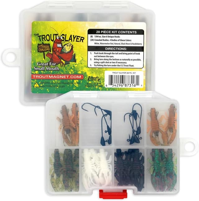 ست طعمه ماهیگیری قزلآلا Trout Magnet با 20 طعمه Crawdad و 8 قلاب Long Shank سایز 6 ست طعمه ماهیگیری قزلآلا Trout Magnet با 20 طعمه Crawdad و 8 قلاب Long Shank سایز 6