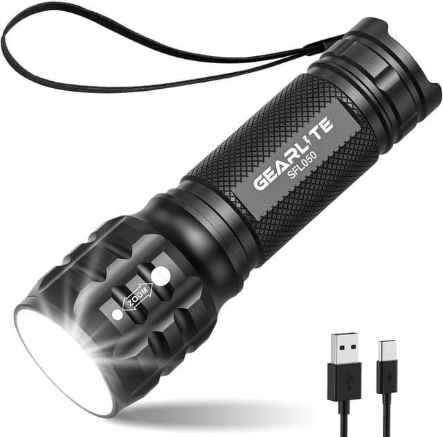 چراغقوه شارژی GEARLITE LED ضدآب 2000LM با 3 حالت نوردهی و فوکوس قابل تنظیم چراغقوه شارژی GEARLITE LED ضدآب 2000LM با 3 حالت نوردهی و فوکوس قابل تنظیم