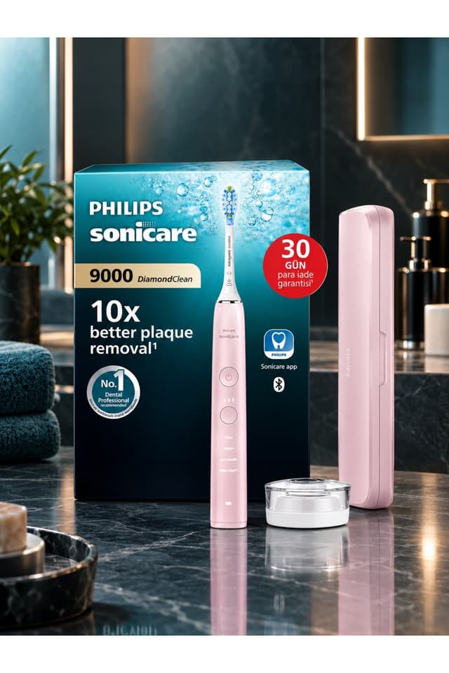 مسواک برقی شارژی Philips Sonicare DiamondClean 9000، 4 حالت تمیزکردن، حسگر فشار، صورتی گرادیانی مسواک برقی شارژی Philips Sonicare DiamondClean 9000، 4 حالت تمیزکردن، حسگر فشار، صورتی گرادیانی