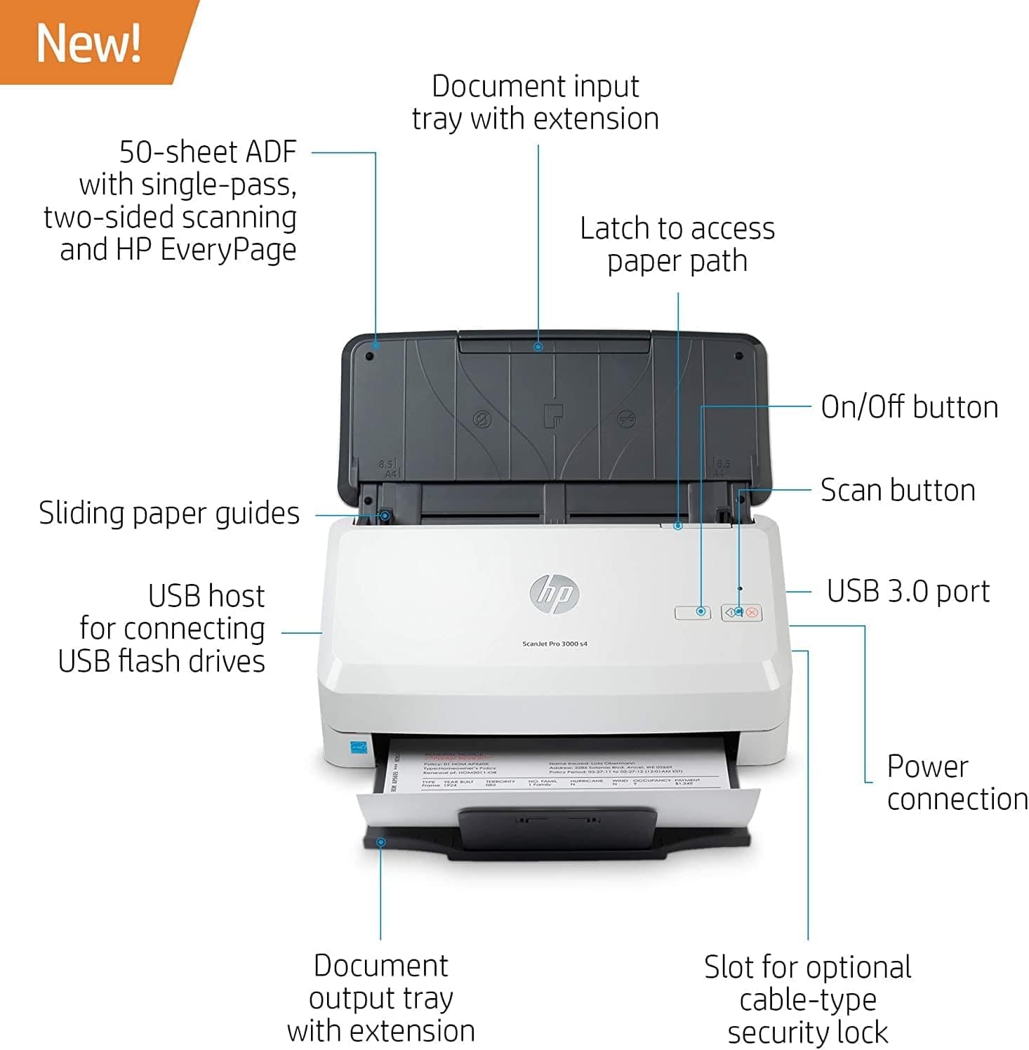 اسکنر HP تغذیه برگهای مدل ScanJet Pro 3000 s4 اسکنر HP تغذیه برگهای مدل ScanJet Pro 3000 s4
