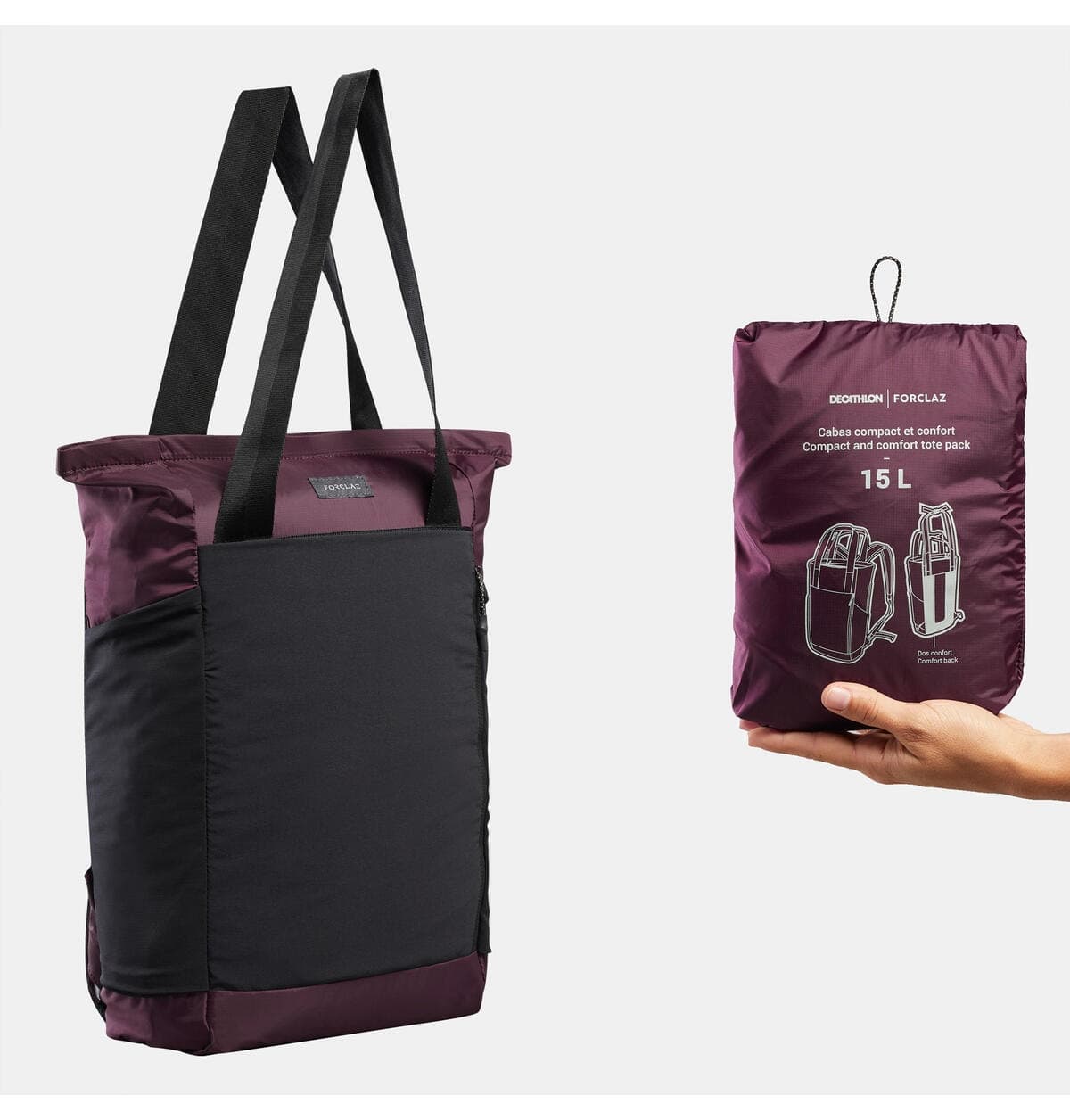 کیف سفر زنانه Decathlon Forclaz دو کاره بنفش 15 L کیف سفر زنانه Decathlon Forclaz دو کاره بنفش 15 L
