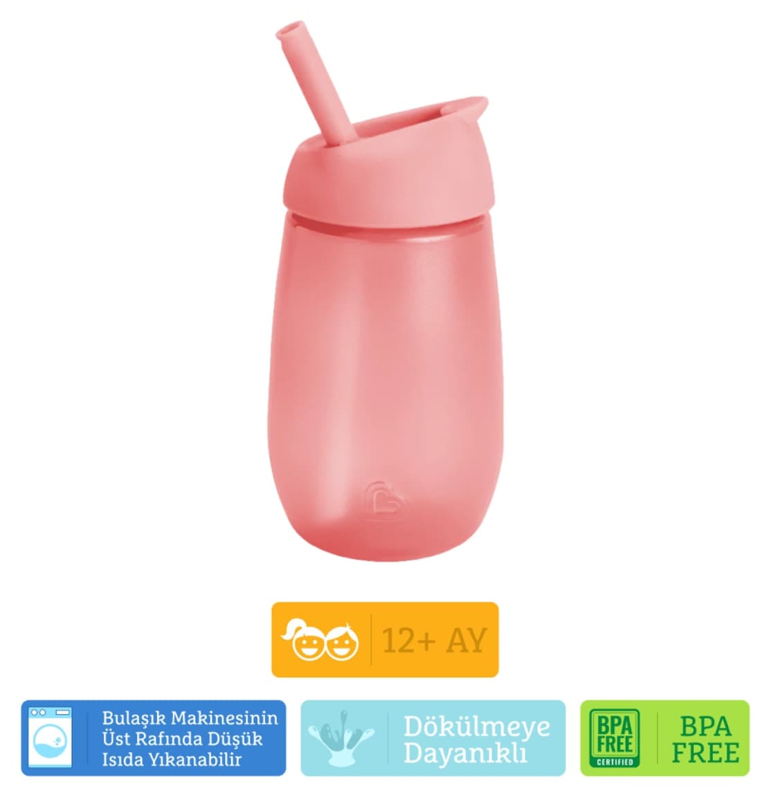 لیوان آموزشی نیدار قابل شستوشو Munchkin مدل Simple Clean، 296 ml، 12 ماه به بالا، صورتی، فاقد BPA لیوان آموزشی نیدار قابل شستوشو Munchkin مدل Simple Clean، 296 ml، 12 ماه به بالا، صورتی، فاقد BPA