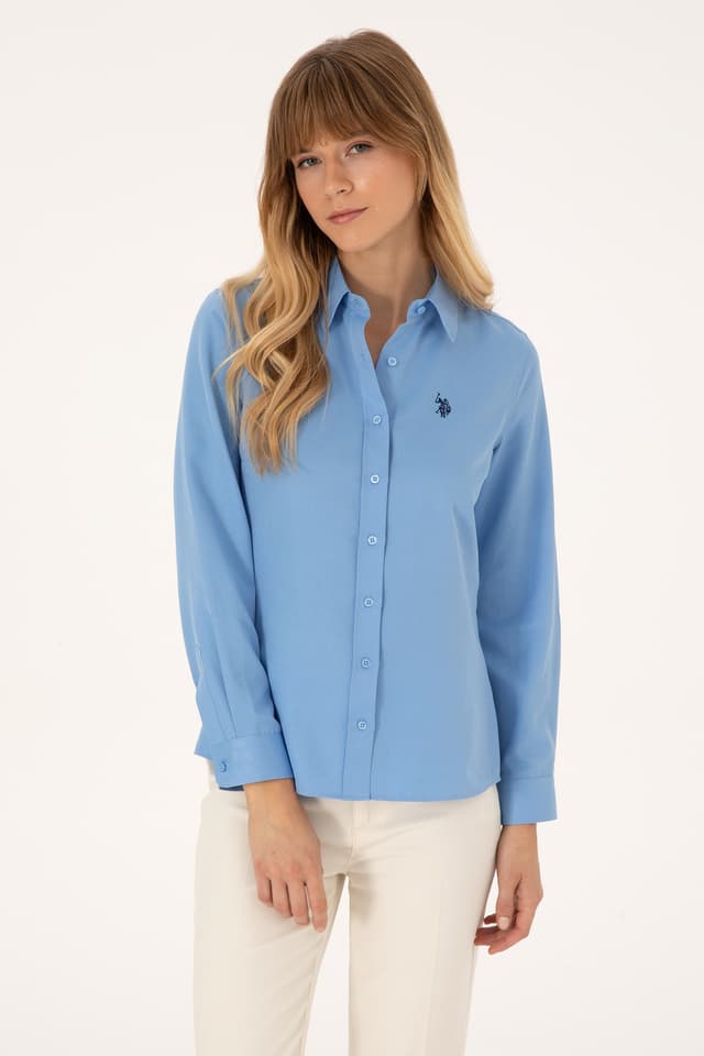 پیراهن زنانه U.S. Polo Assn. آبی روشن آستینبلند ساده مدل 50316711-VR003 پیراهن زنانه U.S. Polo Assn. آبی روشن آستینبلند ساده مدل 50316711-VR003