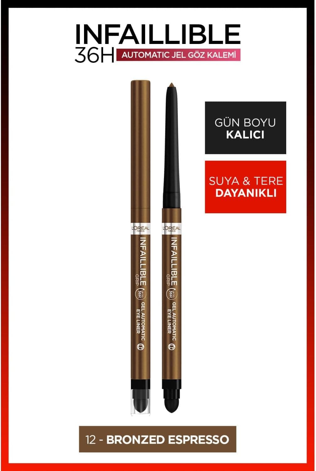 خط چشم مایع Infaillible برند L'Oreal Paris رنگ اسپرسو برنزه مدل 12 خط چشم مایع Infaillible برند L'Oreal Paris رنگ اسپرسو برنزه مدل 12