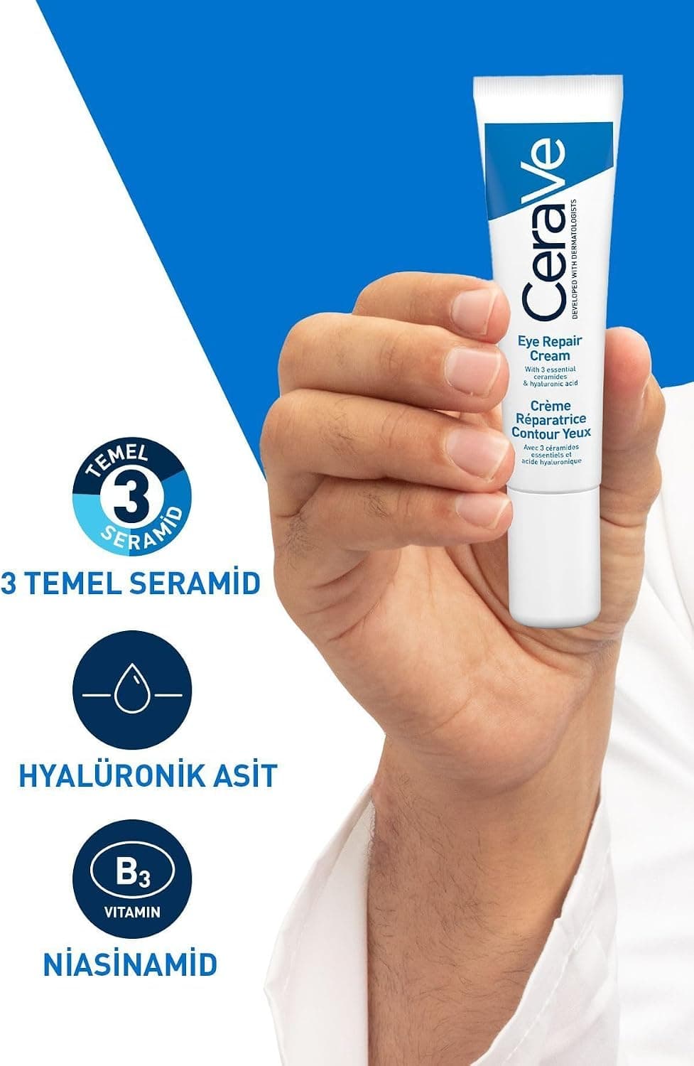کرم دور چشم CeraVe ترمیمکننده ضد تیرگی و پف زیر چشم 14 ml کرم دور چشم CeraVe ترمیمکننده ضد تیرگی و پف زیر چشم 14 ml