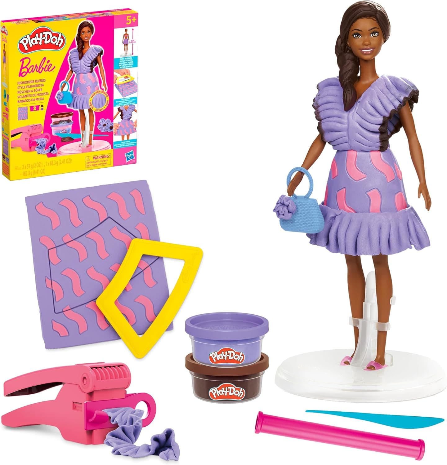 ست خمیربازی برای دختران و پسران 5+ Play-Doh Barbie با خمیر شکلدهی، لباس عروسک و 9 اکسسوری مد ست خمیربازی برای دختران و پسران 5+ Play-Doh Barbie با خمیر شکلدهی، لباس عروسک و 9 اکسسوری مد
