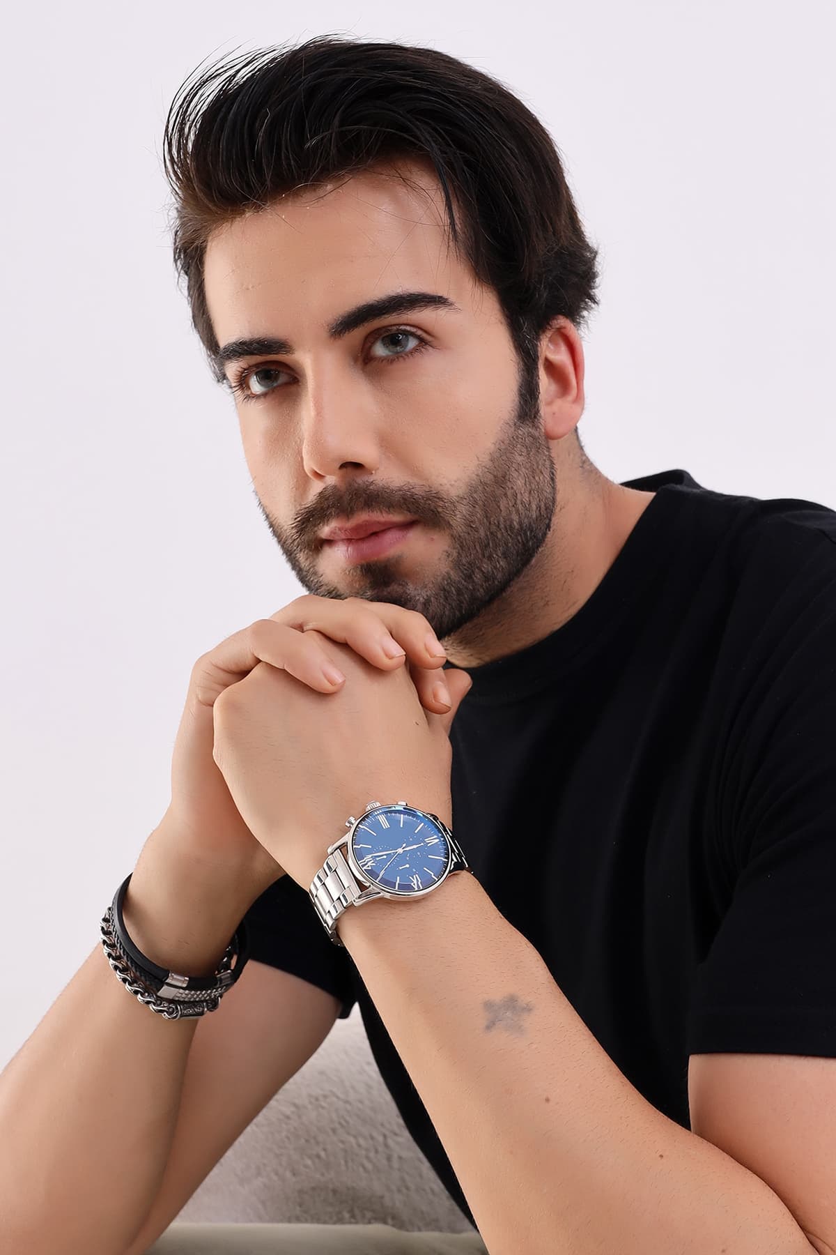 ساعت مچی مردانه Güncel Vitrin نقرهای و سرمهای ساعت مچی مردانه Güncel Vitrin نقرهای و سرمهای