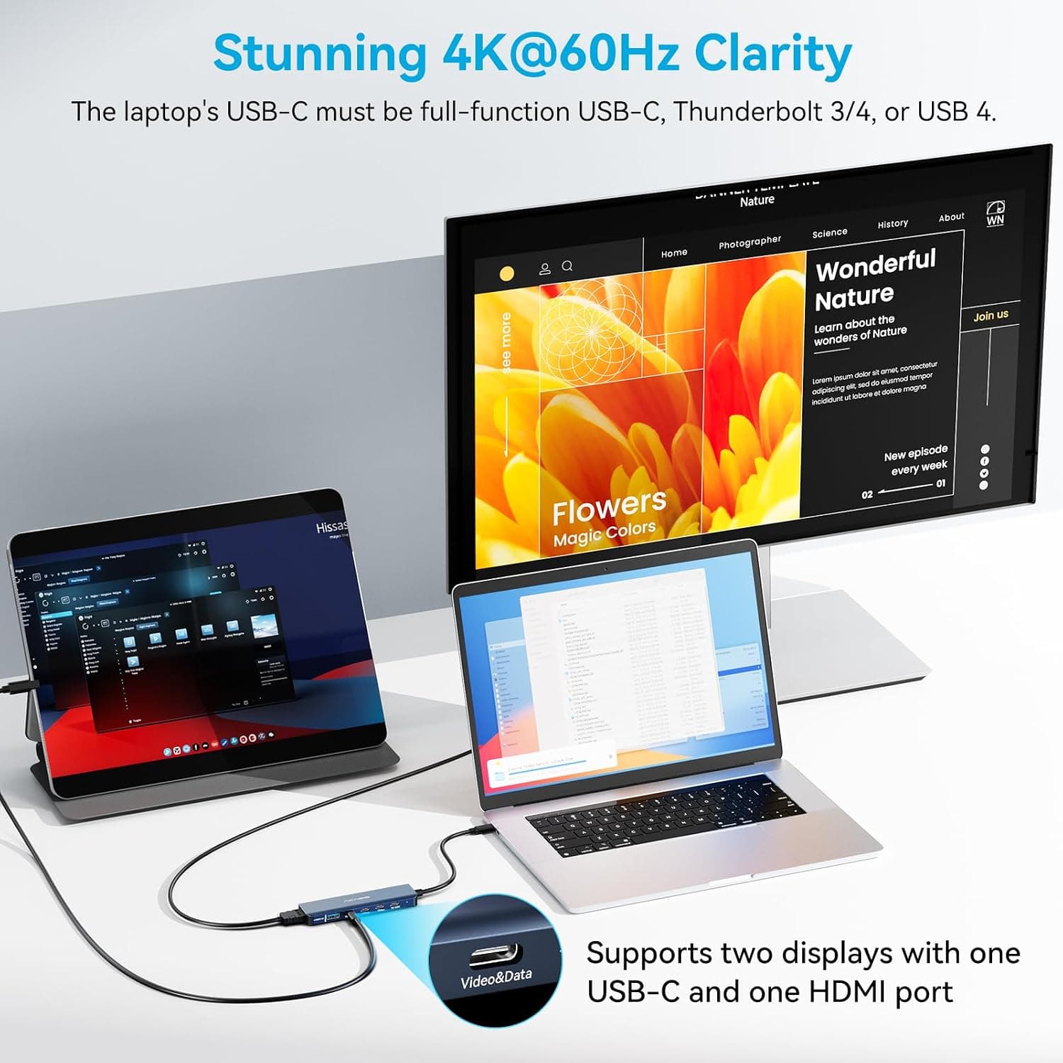 داک استیشن چندپورته USB C ACASIS دو مانیتوره 4K@60Hz با خروجی HDMI و PD 100W داک استیشن چندپورته USB C ACASIS دو مانیتوره 4K@60Hz با خروجی HDMI و PD 100W