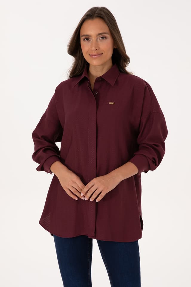 پیراهن زنانه U.S. Polo Assn. اورسایز بوردو طرحدار آستین بلند مدل 50316422-VR177 پیراهن زنانه U.S. Polo Assn. اورسایز بوردو طرحدار آستین بلند مدل 50316422-VR177