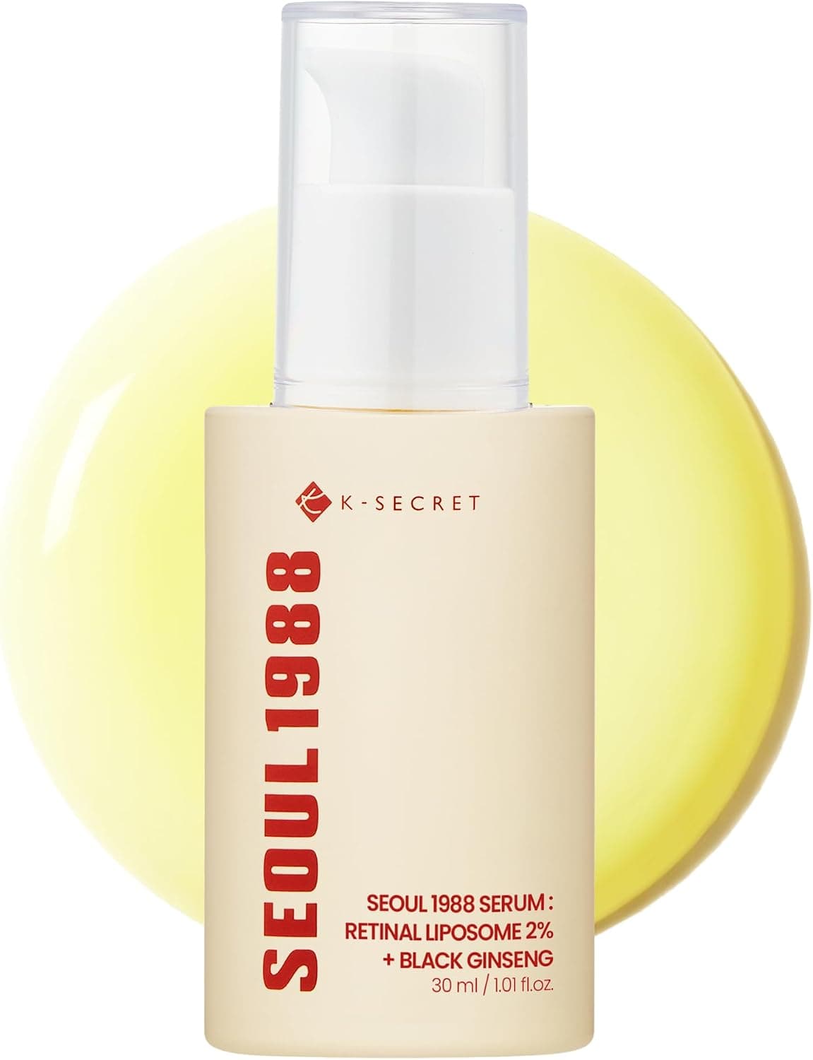 سرم رتینال K-SECRET SEOUL 1988 با لیپوزوم رتینال 2% و عصاره جینسینگ سیاه 58% 30ml / 1.01 fl oz سرم رتینال K-SECRET SEOUL 1988 با لیپوزوم رتینال 2% و عصاره جینسینگ سیاه 58% 30ml / 1.01 fl oz