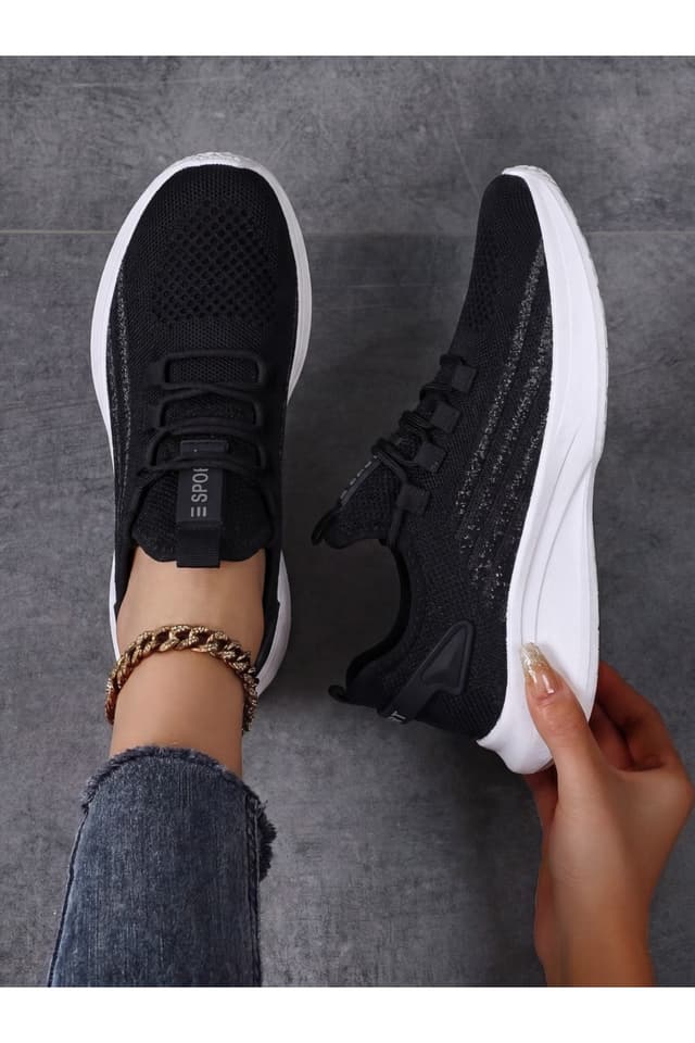 کفش کتانی طبی یونیسکس E SPORT بافت سبک مشکی و سفید مدل 015 کفش کتانی طبی یونیسکس E SPORT بافت سبک مشکی و سفید مدل 015