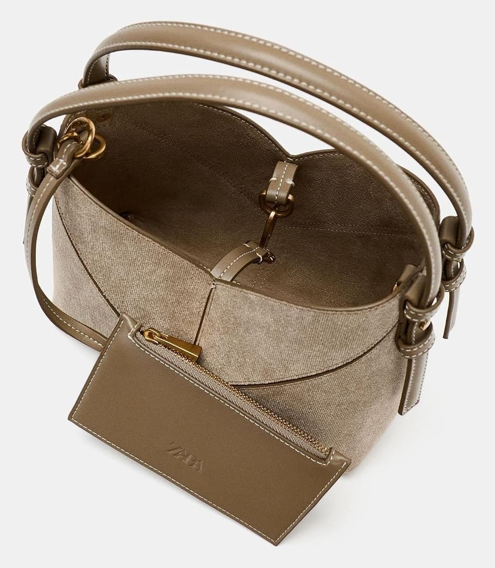 کیف شاپر زنانه Zara دوخت تزئینی مینی رنگ شنی/قهوهای مدل Z1:bags کیف شاپر زنانه Zara دوخت تزئینی مینی رنگ شنی/قهوهای مدل Z1:bags