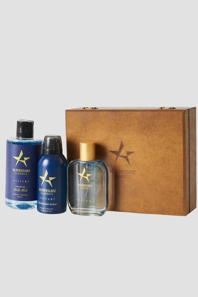 ست مردانه Altınyıldız Classics جعبه چوبی Virtuel EDP 100ml دئودورانت 150ml ژل 400ml ست مردانه Altınyıldız Classics جعبه چوبی Virtuel EDP 100ml دئودورانت 150ml ژل 400ml