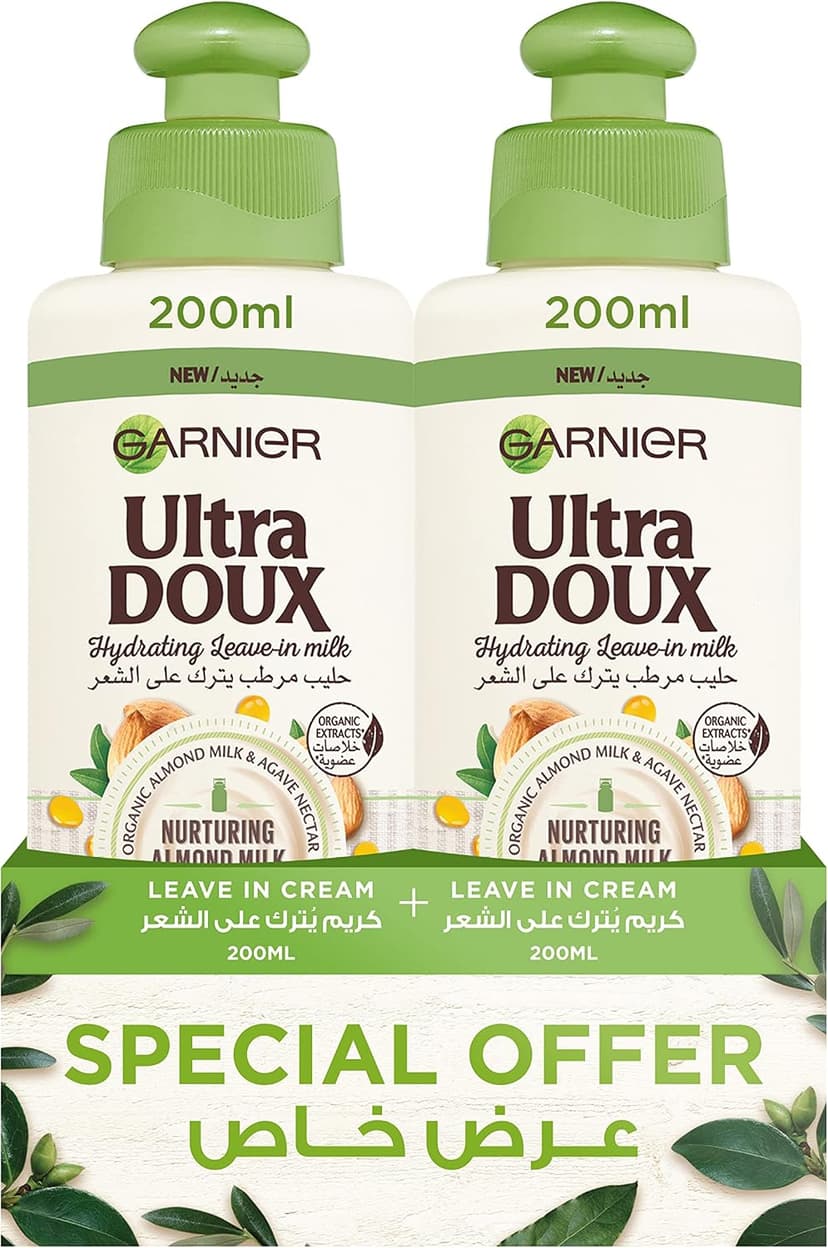 شیر مو بدون شستشوی Garnier Ultra Doux آبرسان شیر بادام 2×200ml شیر مو بدون شستشوی Garnier Ultra Doux آبرسان شیر بادام 2×200ml