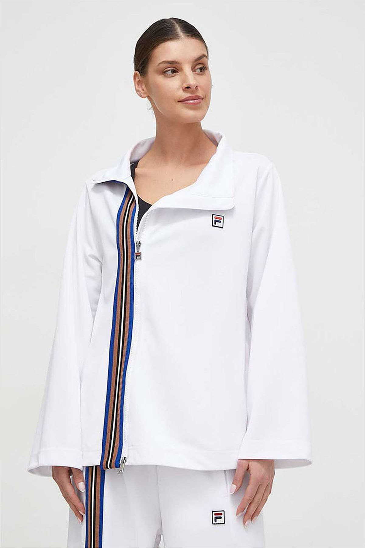 ژاکت ورزشی زنانه Fila فلر نامتقارن با نوار هفتخط ژاکت ورزشی زنانه Fila فلر نامتقارن با نوار هفتخط