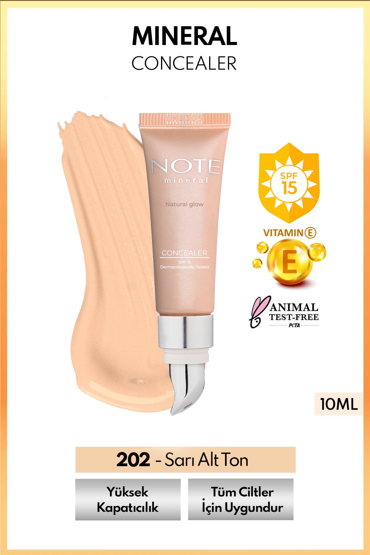 کانسیلر Note Cosmetics مینرال SPF 15 پوشش قوی درب فلزی مدل 202 روشن متوسط کانسیلر Note Cosmetics مینرال SPF 15 پوشش قوی درب فلزی مدل 202 روشن متوسط