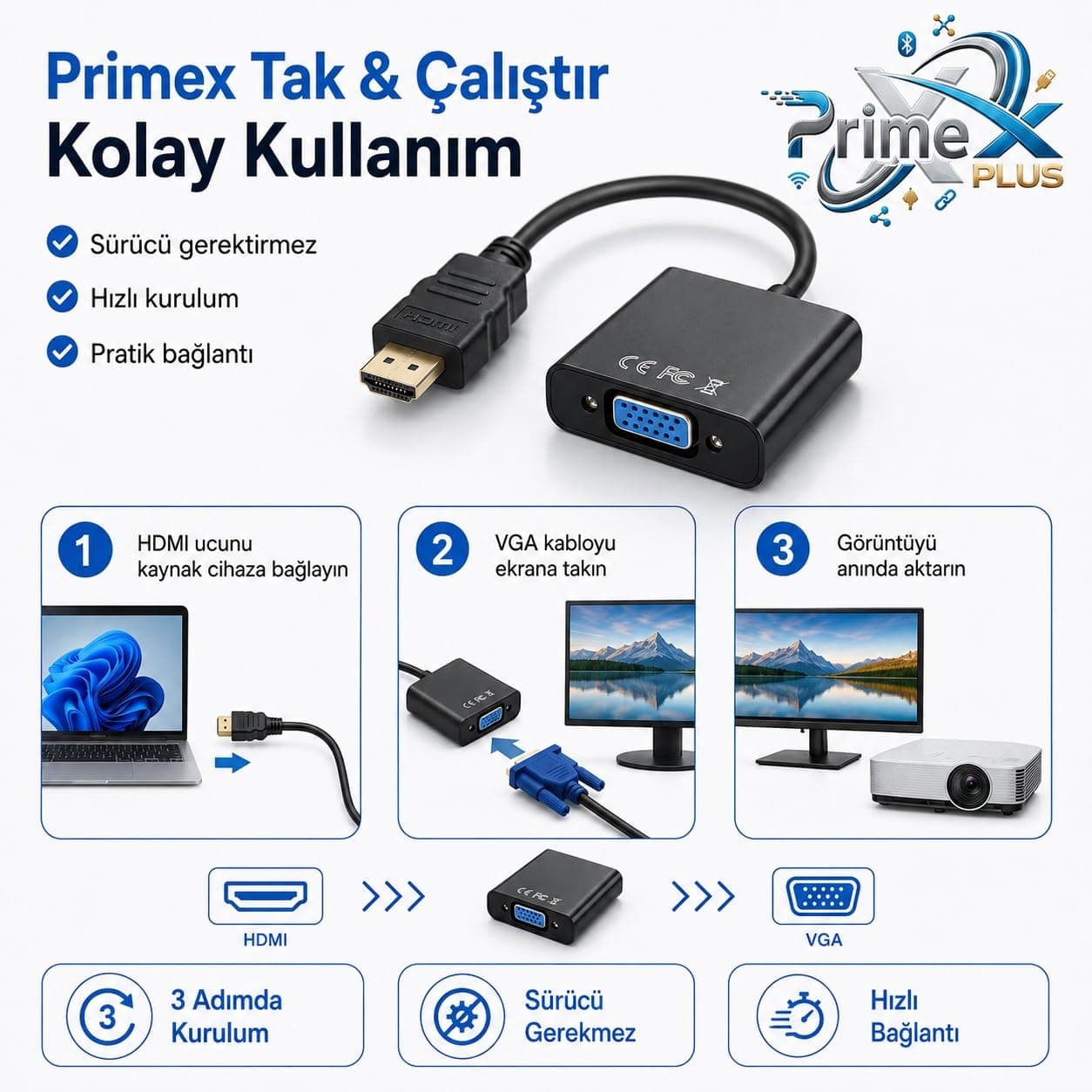 مبدل HDMI به VGA PrimeX Plus با HDMI نر و VGA ماده، 30 cm، Full HD، مدل PX-1240S مبدل HDMI به VGA PrimeX Plus با HDMI نر و VGA ماده، 30 cm، Full HD، مدل PX-1240S