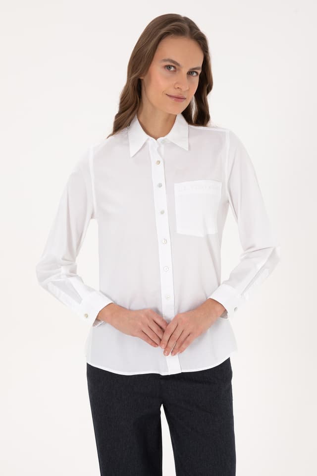 پیراهن زنانه U.S. Polo Assn. سفید آستین بلند مدل 50308971-VR013 پیراهن زنانه U.S. Polo Assn. سفید آستین بلند مدل 50308971-VR013