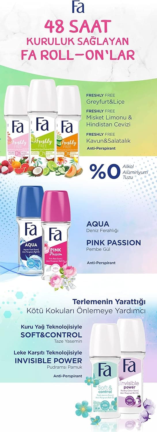 رولآن زنانه Fa Soft & Control با رایحه یاسمن 50 ml، 1 عدد رولآن زنانه Fa Soft & Control با رایحه یاسمن 50 ml، 1 عدد