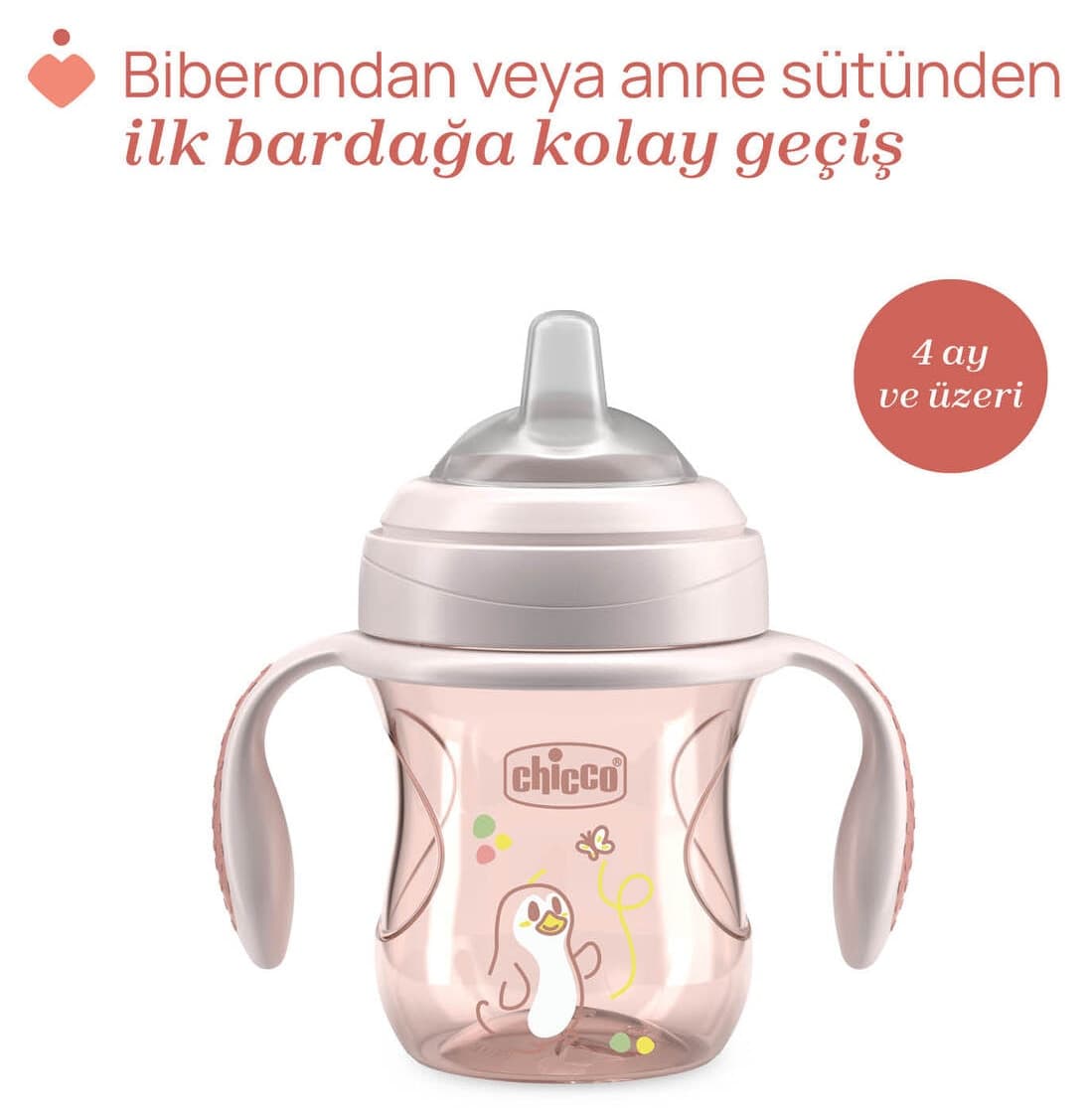 لیوان انتقالی دخترانه Chicco با نوک نرم 4 ماهه لیوان انتقالی دخترانه Chicco با نوک نرم 4 ماهه