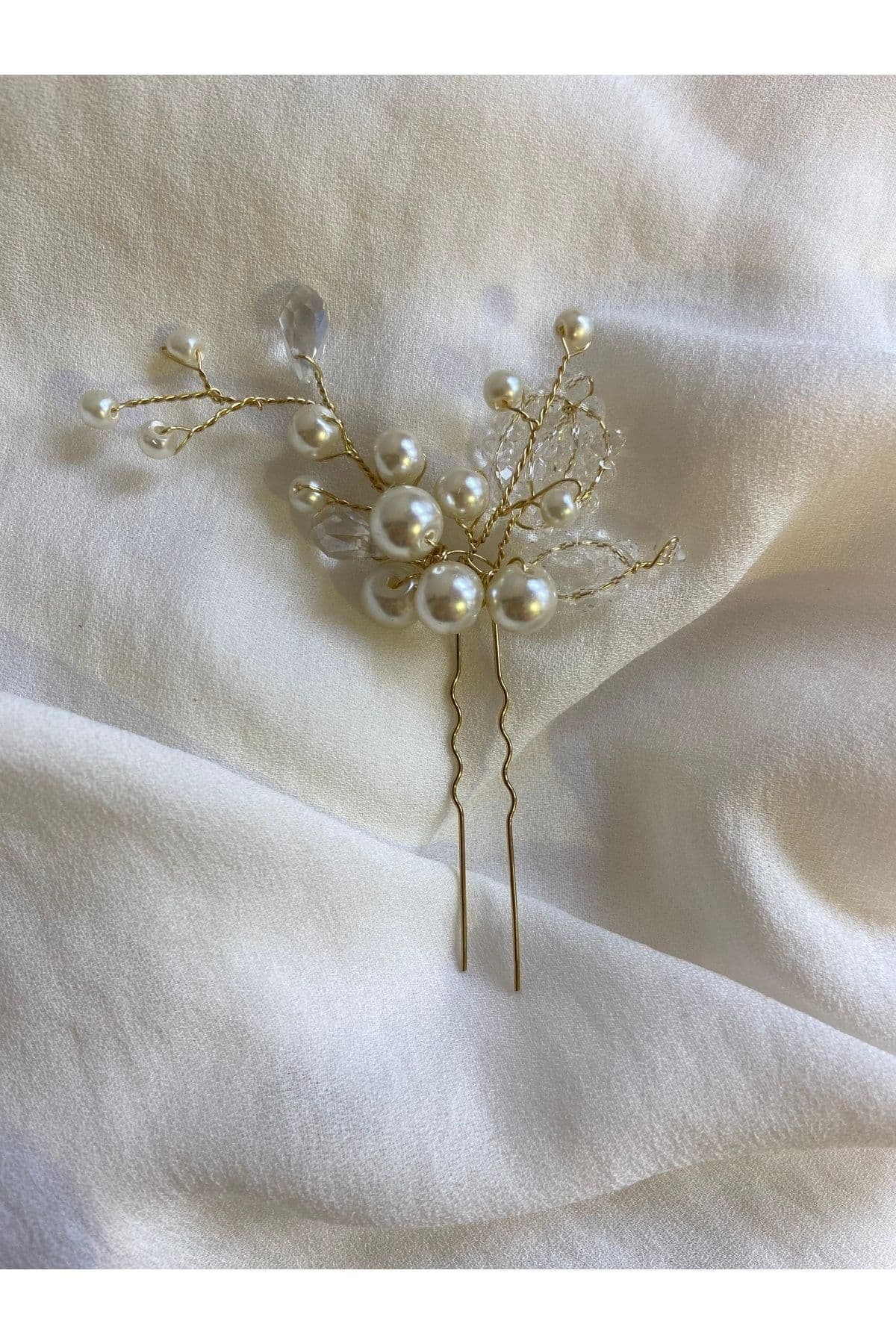 گیره موی عروس زنانه Pearly Handmade با سنگ مروارید و کریستال گیره موی عروس زنانه Pearly Handmade با سنگ مروارید و کریستال
