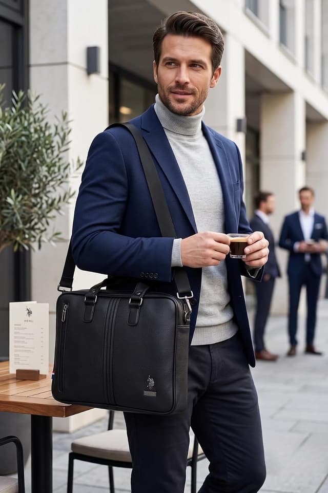 کیف لپتاپ و اسناد دوشی U.S. POLO ASSN مشکی مدل 6753-6752 کیف لپتاپ و اسناد دوشی U.S. POLO ASSN مشکی مدل 6753-6752